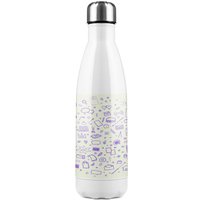 Benjamin Tate Design Abstract Line Pattern With School Supplies Stainless Steel Bottle in Natural