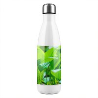 Benjamin Tate Design Green leaf background abstract of nature Designer Stainless Steel Bottle in Natural