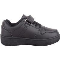 ABSOLUTE FOOTWEAR Boy's Childrens Kids Touch & Close Elasticated Lace Up Casual Trainers in Black | Size: Infant 11