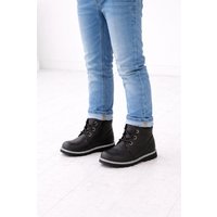 ABSOLUTE FOOTWEAR Boy's Childrens Lace Up Faux Leather Winter Walking Ankle Boots Booties in Black | Size: Infant 12