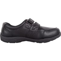 ABSOLUTE FOOTWEAR Men's Childrens Teens Easy Touch & Close Faux Leather School Smart Shoes in Black | Size: 2