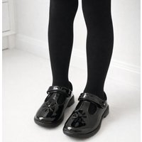 Faux Patent Leather T Bar Touch & Close Formal School Shoes 10