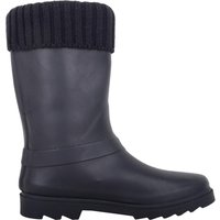ABSOLUTE FOOTWEAR Childrens Flat Knitted Turn Collar Welly with Ring Strap in Navy | Size: Infant 11