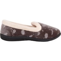 ABSOLUTE FOOTWEAR Women's Womens Easy Slip On Fleece Lined Velour Slipper with Dandelion Design in Grey | Size: 6