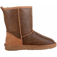 Genuine Sheepskin Ankle Boots Reinforced Heel Dark