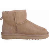 SNUGRUGS Women's Genuine Sheepskin Mini Ankle Boots with Reinforced Heel in Fawn | Size: 7