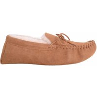 SNUGRUGS Men's Men Genuine Sheepskin Lined Moccasin Slipper with Soft Sole in Tan | Size: 9