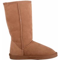SNUGRUGS Women's Genuine Double Faced Long Sheepskin Outdoor Boot in Tan | Size: 8