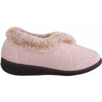 ABSOLUTE FOOTWEAR Women's Womens Easy Slip On Velour Style Bootee Slipper with Faux Fur Collar in Dark Grey | Size: 8