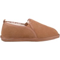 ABSOLUTE FOOTWEAR Men's Mens Sheepskin Lined Suede Slipper with Elasticated Twin Gusset in Tan | Size: 7