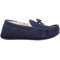 ABSOLUTE FOOTWEAR Women's Womens Wool Lined Suede Moccasin with Lace Detail & Rubber Sole in Navy | Size: 5