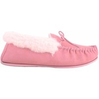 ABSOLUTE FOOTWEAR Women's Womens Wool Lined Suede Moccasin with Wool Cuff & Hard Sole in Pink | Size: 3
