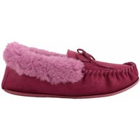 ABSOLUTE FOOTWEAR Women's Womens Wool Lined Suede Moccasin with Wool Cuff & Hard Sole in Wine | Size: 8
