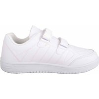 ABSOLUTE FOOTWEAR Childrens Faux Leather Double Touch & Close Sports Trainers in White | Size: 1