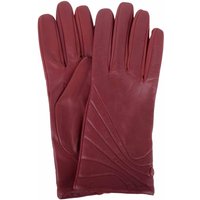 SNUGRUGS Women's Smooth Genuine Leather Glove with Stitch & Button Detail in Red | Size: Medium