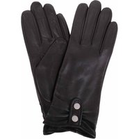 SNUGRUGS Women's Genuine Soft Leather Gloves with Piping & Contrast Button Detail in Black | Size: XL