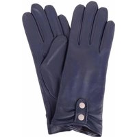 SNUGRUGS Women's Genuine Soft Leather Gloves with Piping & Contrast Button Detail in Navy | Size: Medium