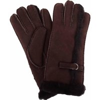 SNUGRUGS Women's Sheepskin Glove with Wool Trim & Buckle Detailing in Brown | Size: Medium