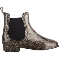 ABSOLUTE FOOTWEAR Women's Easy Slip On Waterproof Glitter Welly Wellignton Rain Boot in Black | Size: 7