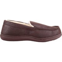 ABSOLUTE FOOTWEAR Men's Mens Easy Slip On Faux Fur Moccasin Winter Slippers in Brown | Size: 8