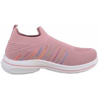 ABSOLUTE FOOTWEAR Women's Childrens Easy Slip On Lightweight Knitted Sports Leisure Trainer in Pink | Size: 2