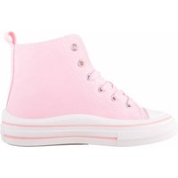 ABSOLUTE FOOTWEAR Girl's Childrens Lace Up High Top Canvas Trainer with Platform Sole in Pink | Size: Infant 8