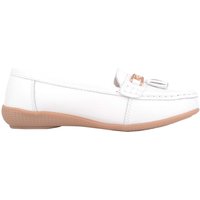 ABSOLUTE FOOTWEAR Women's Womens Slip On Casual Wide Fit Leather Loafer Deck Boat Shoes in White | Size: 7