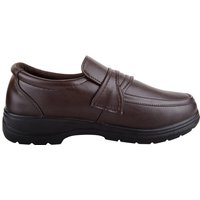 ABSOLUTE FOOTWEAR Men's Mens Slip On Faux Leather Formal Suit School Work Comfort Shoes in Brown | Size: 7