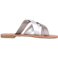 ABSOLUTE FOOTWEAR Women's Wide Fitting Slip On Strappy Sandals Sliders Flip Flops Flat Shoes in Silver | Size: 7