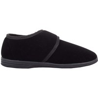 ABSOLUTE FOOTWEAR Men's Slip On Soft Velour Style Corded Effect Slippers with Ripper Fastening in Black | Size: 11