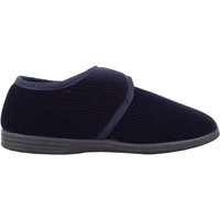 ABSOLUTE FOOTWEAR Men's Slip On Soft Velour Style Corded Effect Slippers with Ripper Fastening in Navy | Size: 11