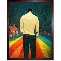 Artery8 Wall Art Print Road To Acceptance LGBTQ Conceptual Modern Art Framed in Brown | Size: W12" x H16"