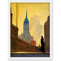 Artery8 5th Avenue New York At Sunrise Watercolour Painting Artwork Framed Wall Art Print A4 in White