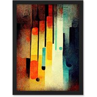 Artery8 Acid Jazz Retro Colourful Boho Abstract Artwork Framed Wall Art Print A4 in Black