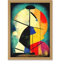 Artery8 Colourful Kandinsky Inspired Abstract Painting Artwork Framed Wall Art Print A4 in Light Oak