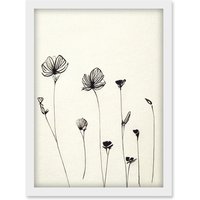 Artery8 Stylish Minimalist Flower Illustration Line Drawing With Black Ink Artwork Framed Wall Art Print A4 in White
