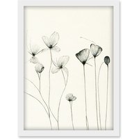 Artery8 Stylish Flower Illustration Line Drawing With Black Ink Artwork Framed Wall Art Print A4 in White