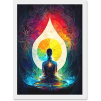 Artery8 7 Chakra Meditation Energy Rainbow Relaxation Artwork Framed Wall Art Print A4 in White