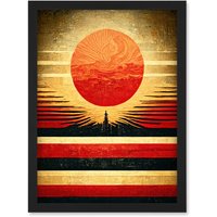 Artery8 Tokyo Sunrise Minimalist Industrial Red Black Artwork Framed Wall Art Print A4