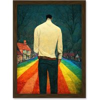 Artery8 Road To Acceptance LGBTQ Conceptual Modern Artwork Framed Wall Art Print A4 in Brown