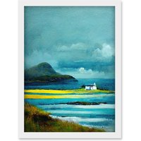 Artery8 Isle Harris White Crofters Cottage Scotland Seascape Artwork Framed Wall Art Print A4