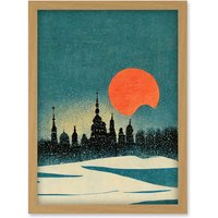 Artery8 Cathedral Saint Sophia Kiev Ukraine Winter Sunset Artwork Framed Wall Art Print A4 in Light Oak