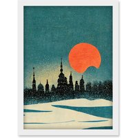 Artery8 Cathedral Saint Sophia Kiev Ukraine Winter Sunset Artwork Framed Wall Art Print A4 in White
