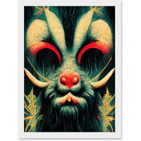 Artery8 Christmas Krampus Beast Alpine Folklore Artwork Framed Wall Art Print A4 in White