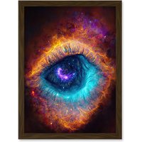 Artery8 The Eye Of God Vibrant Luminescent Space Nebula All Seeing Artwork Framed Wall Art Print A4 in Brown