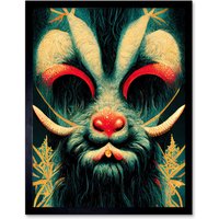 Artery8 Wall Art Print Christmas Krampus Beast Alpine Folklore Art Framed in Black | Size: W12" x H16"