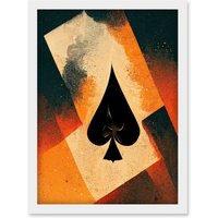 Artery8 Ace Of Spades Card Casino Poker Abstract Artwork Framed Wall Art Print A4 in White
