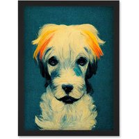 Artery8 Border Terrier Dog Artwork Framed Wall Art Print A4 in Black