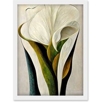 Artery8 White Calla Lily Flower Bouquet Detail Stylish Artwork Framed Wall Art Print A4