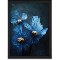 Artery8 Simple Elegant Cornflower Artwork Framed Wall Art Print A4 in Black